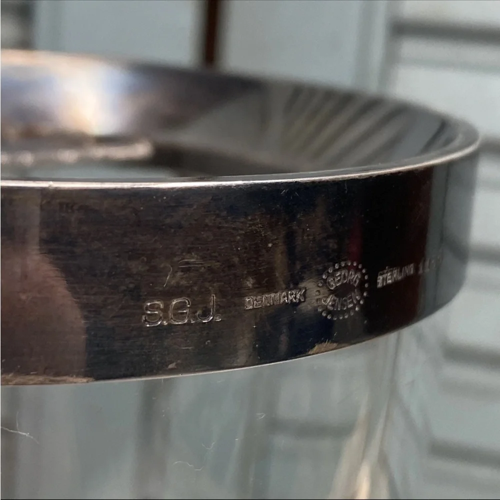 Georg Jensen 1156 Mounted Sterling Strombergshyttan Crystal Cocktail Pitcher